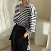 Korean Style V-Neck Oversized T-Shirt with Side Slits