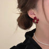 Velvet Flower with Gold Stamens Ear Studs