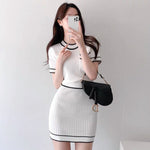 Knitted Contrast Color 2-Piece Dress Set