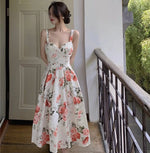 Summer Flower Sweetheart Neckline Cocktail Party Strap Dress