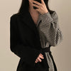 Designer Asymmetrical High-Low Blazer in Plaids with Belt