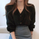 Fluffy Faux Mink Cashmere Cardigan