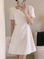 Short Sleeve Mini Dress with Cut Out Meshed Waist