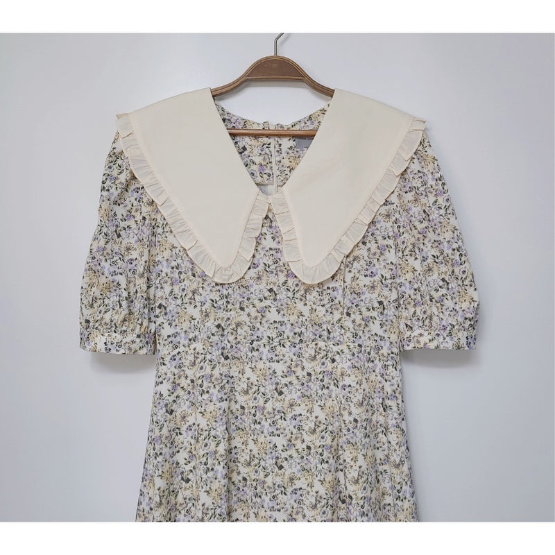 Babydoll White Collar Floral Dress