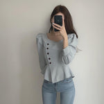 Designer Sideline Button-Up Square Neck Blouse