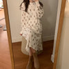 Korean Style Teddy Bear Print Long Sleeve Pajama Dress