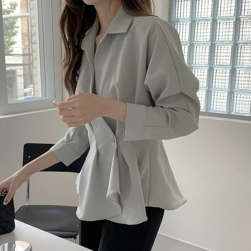 Designer Cross-Over Side Button Peplum Blouse