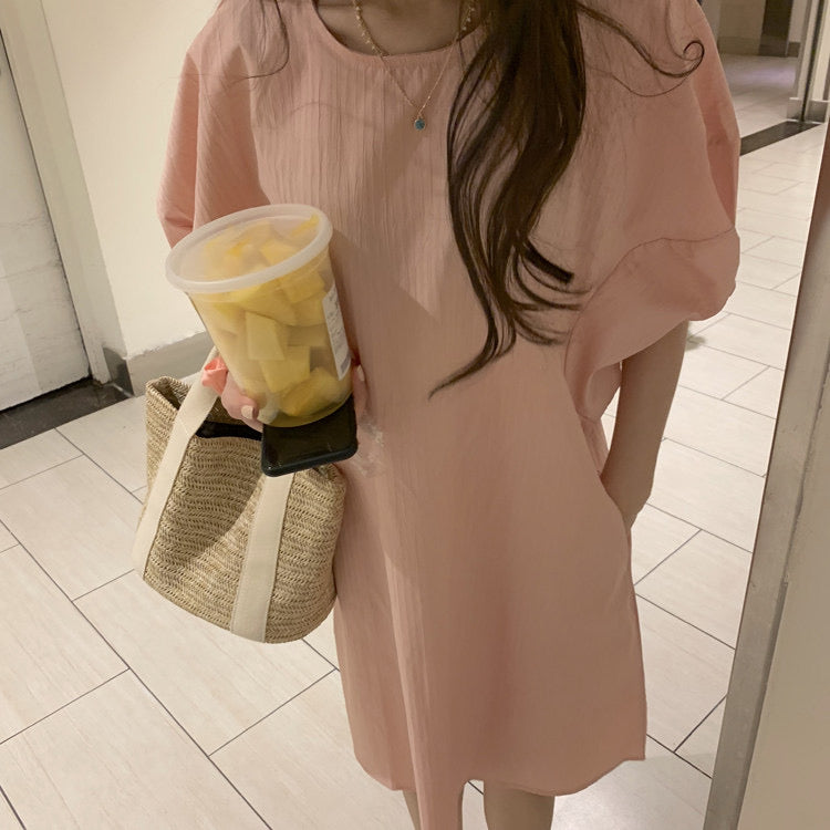 Korean Style Loose-Fitting Blush Dress