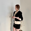 Classic Black and Beige Knitted Cardigan