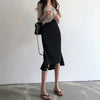 Black Fishtail Midi Skirt