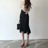 Black Fishtail Midi Skirt