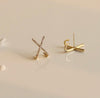 Criss Cross X Bar Stud Earrings