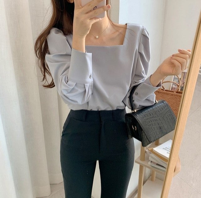 Square Neck Puffed Sleeve Blouse