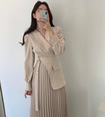 Designer OL One Piece Pleated Suit Dress