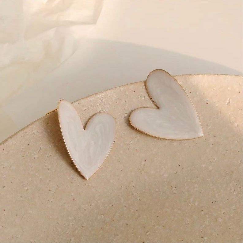 Designer Heart-Shaped Glazing Earrings