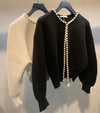 Lady Look Soft Wool Cashmere Cardigan with Pearls buttons