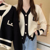 Color Contrast Diamond Knit Cardigan