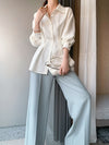 Chiffon Shirt with Pleated Bottom