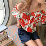 Passion Floral Print Off-Shoulder Top