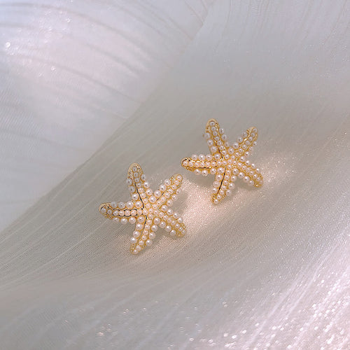 Starfish Shaped Pearly Ear Studs