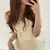 Egg Yellow Knitted Two-Piece Dress Set