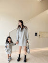 Mom & Daughter ♡ Cotton Tweed Cut-Out Shoulder Dress