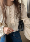 Ruffled Neck Buttoned Blouse