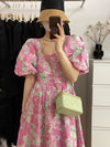 Floral Puffed Sleeve Babydoll Dress