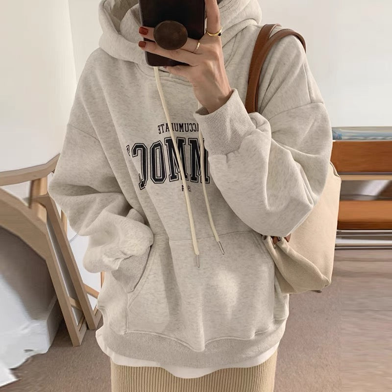 Korean Style Letter Front Hoodie