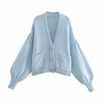 Cashmere Blend Cardigan Set with Crystal Bowknot Button