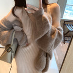 Oversized Sparkling V-Neck Cardigan / Knitted Dress Set