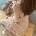 Oversized Sparkling V-Neck Cardigan / Knitted Dress Set