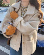 Korean Style Long Hair Wool Coat