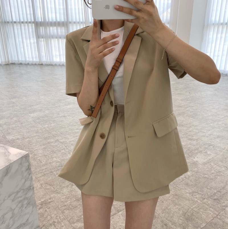 Suit Jacket and A-Line Shorts Set