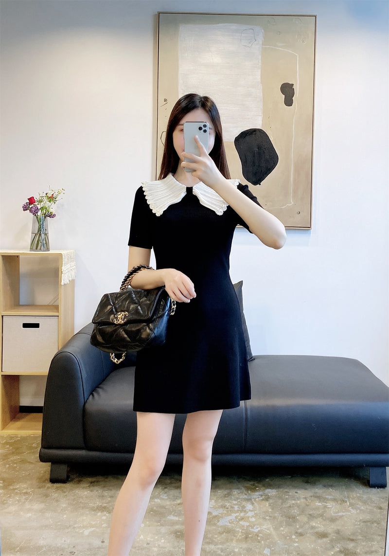 Babydoll Collar Designer Little Black Dress MyDearCloset Babydoll Collar Designer Little Black Dress MyDearCloset