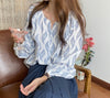 Ocean Breeze Leaf Print Loose Fit Blouse